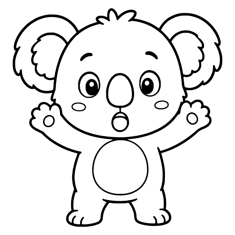 Surprised Koala With Blush Cheeks And Arms Raised — free animal SVG cut file