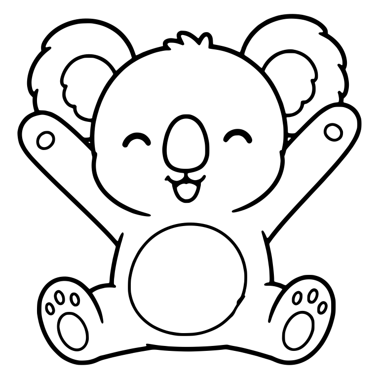 Koala Sitting with Arms Raised and Open Smile — free animal SVG cut file