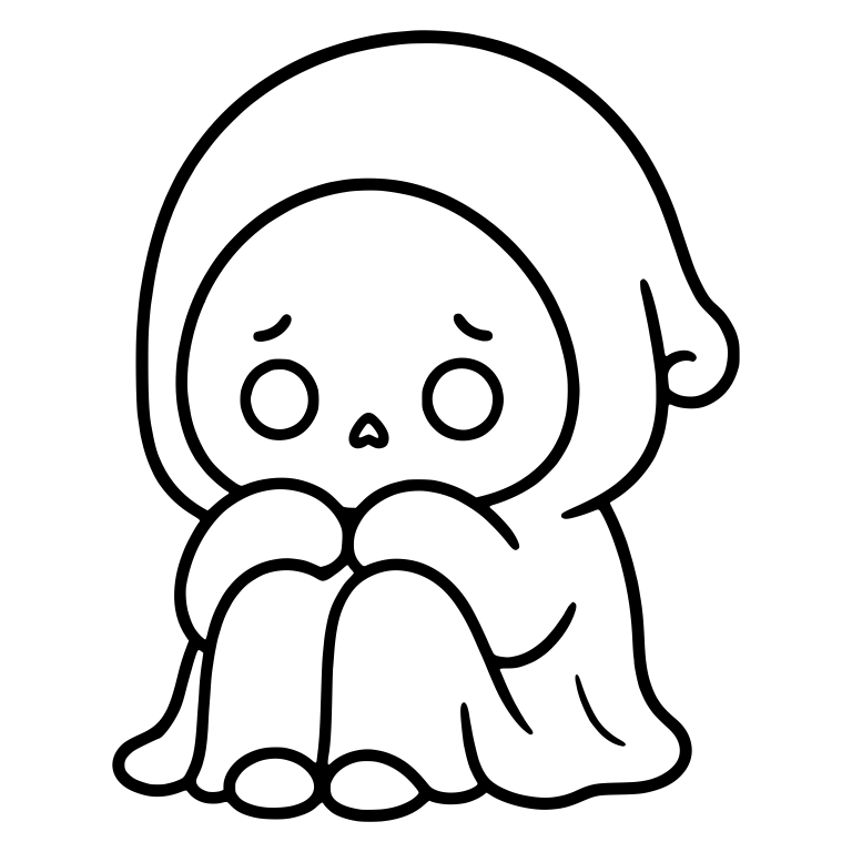 Sad Reaper With Ring Eyes Hugging Knees — free characters SVG cut file