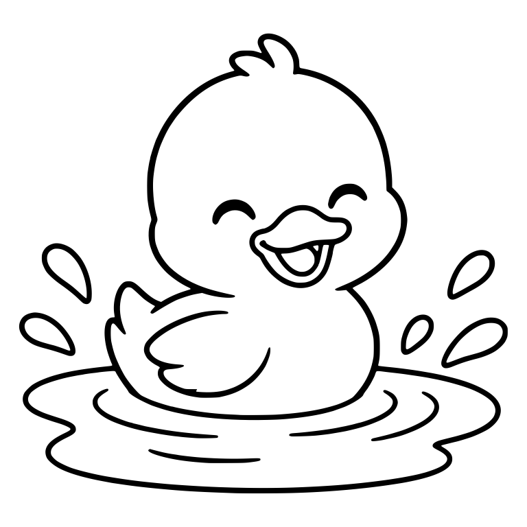 Laughing Duckling Floating in Rippling Puddle — free animal SVG cut file