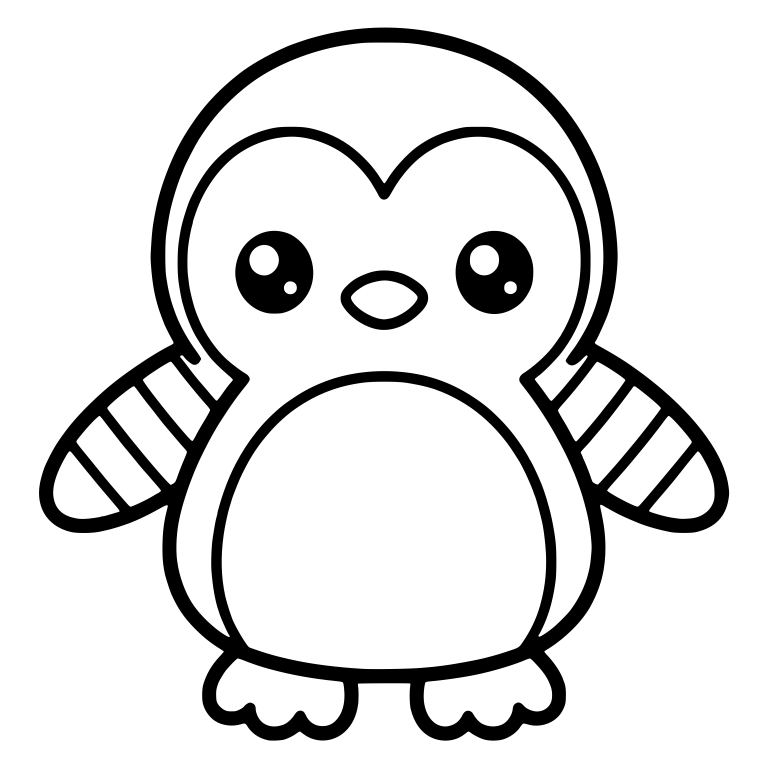 Chubby Penguin with Striped Flippers and Round Belly — free animal SVG cut file