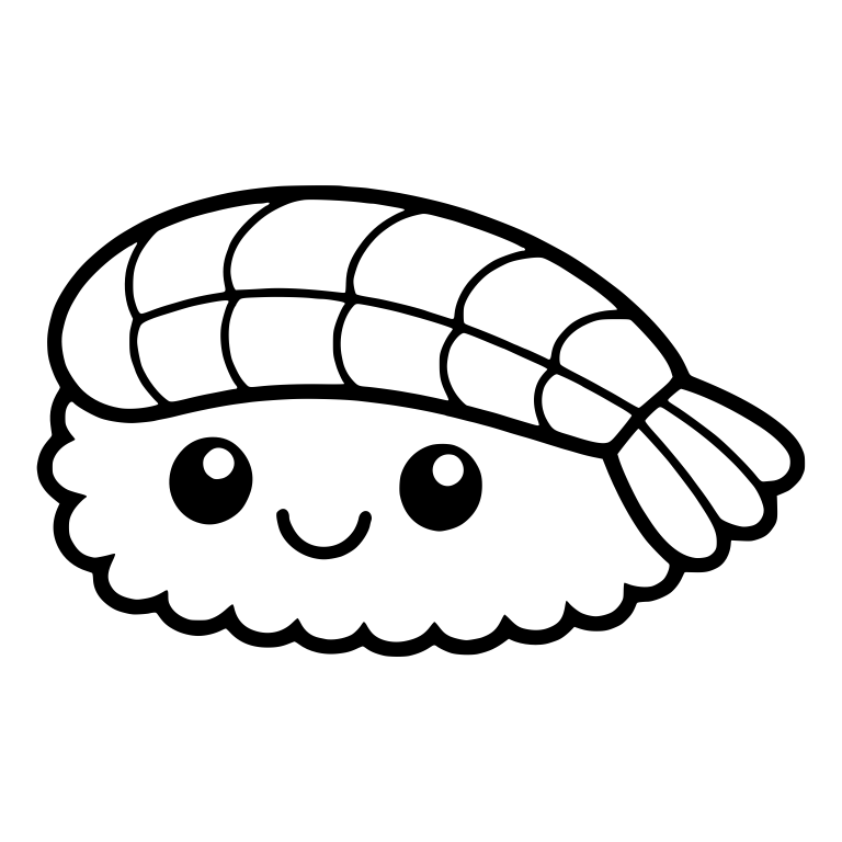 Shrimp Nigiri With Curved Tail and Gentle Smile — free food SVG cut file