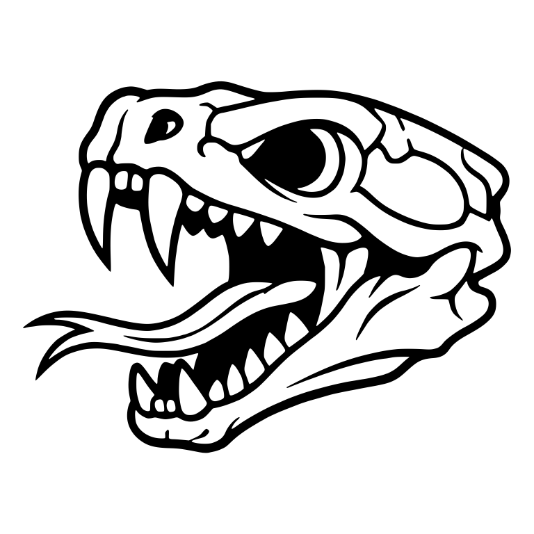 Skeletal Snake Head With Long Fangs and Forked Tongue — free skeleton SVG cut file