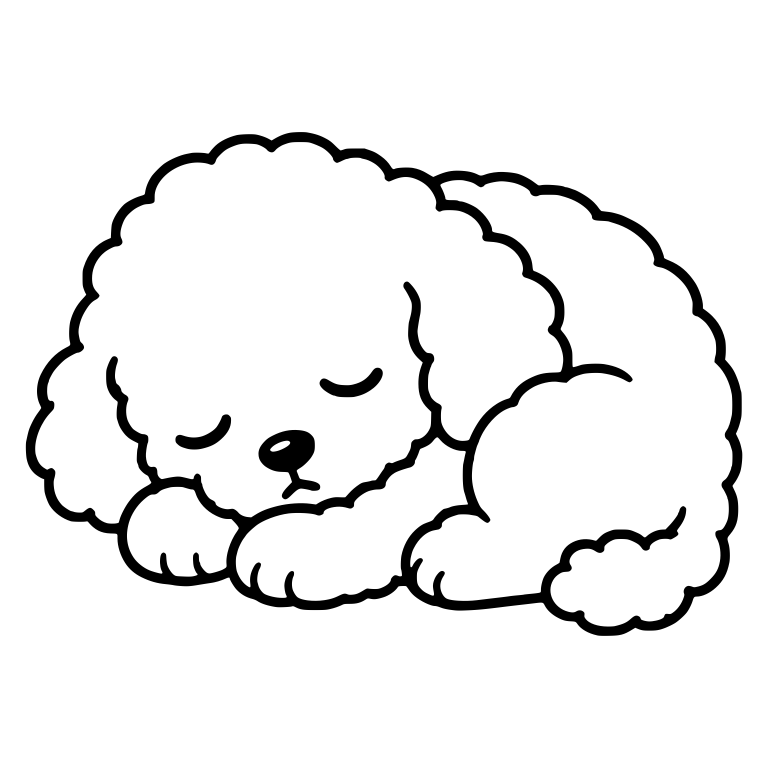 Sleeping Toy Poodle Puppy Curled Up in a Ball — free animal SVG cut file