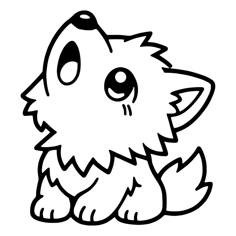 Wolf Pup Looking Up With Big Shiny Eye — free animal SVG cut file