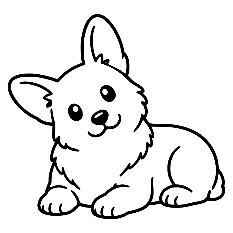 Lying Corgi Puppy With Head Tilted and One Ear Flopped — free animal SVG cut file