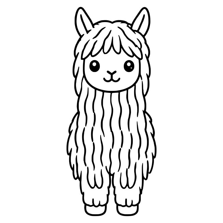 Front-Facing Suri Alpaca Cria With Long Locks — free animal SVG cut file