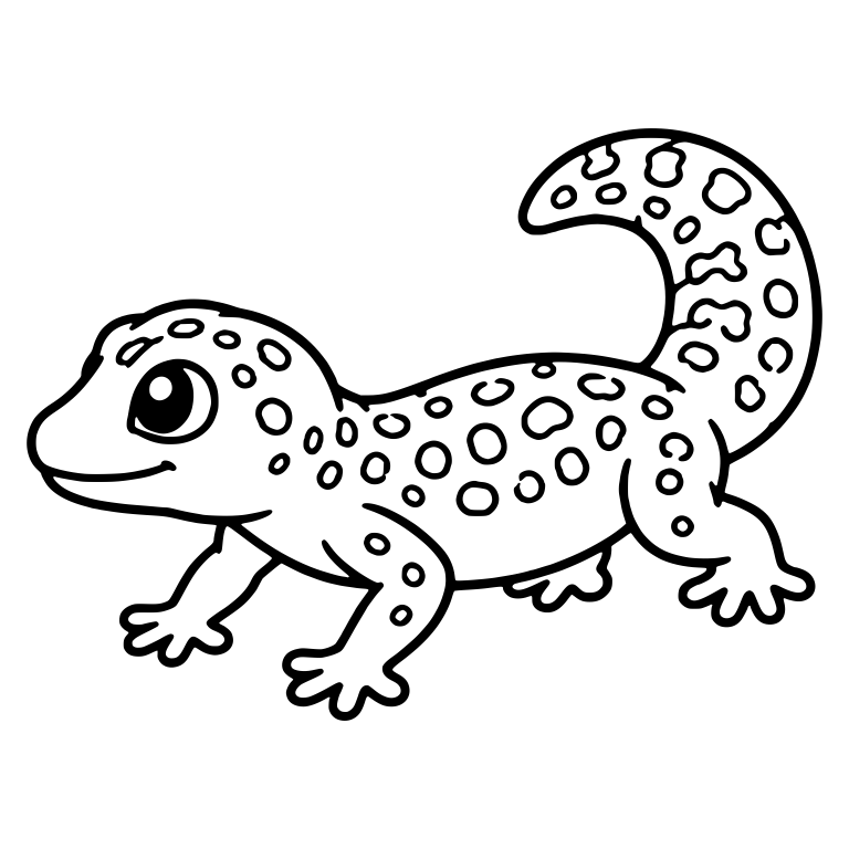 Walking Leopard Gecko With Spotted Body And Curled Tail — free animal SVG cut file