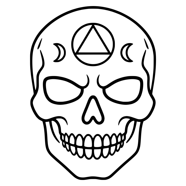 Skull With Triangle Circle And Crescent Moons — free skeleton SVG cut file