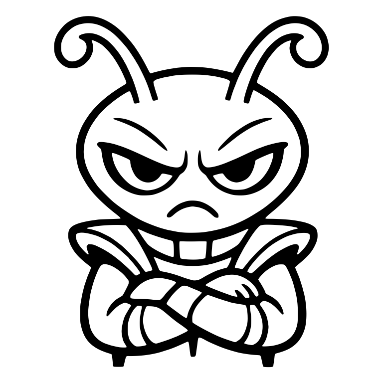 Grumpy Armored Bug Alien With Curled Antennae — free fantasy-creature SVG cut file