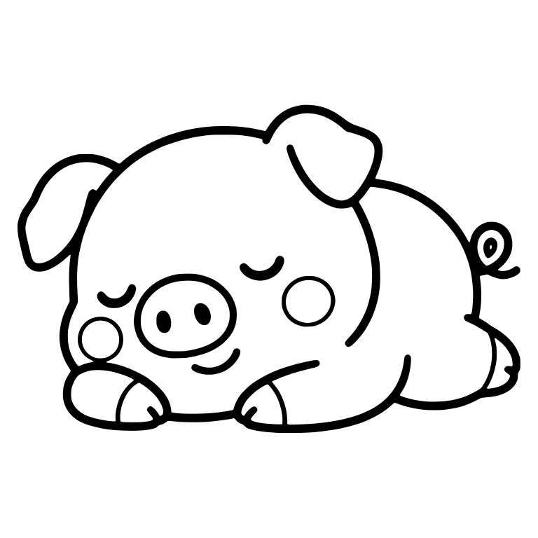 Sleeping Piglet Lying Down with Blush Cheeks — free animal SVG cut file