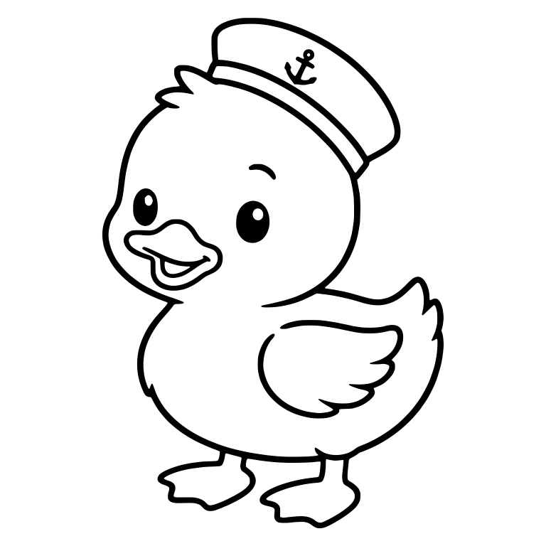 Standing Duckling in Tilted Sailor Hat With Anchor — free animal SVG cut file