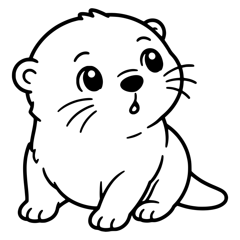 Kawaii Otter Sitting and Looking Up in Wonder — free animal SVG cut file