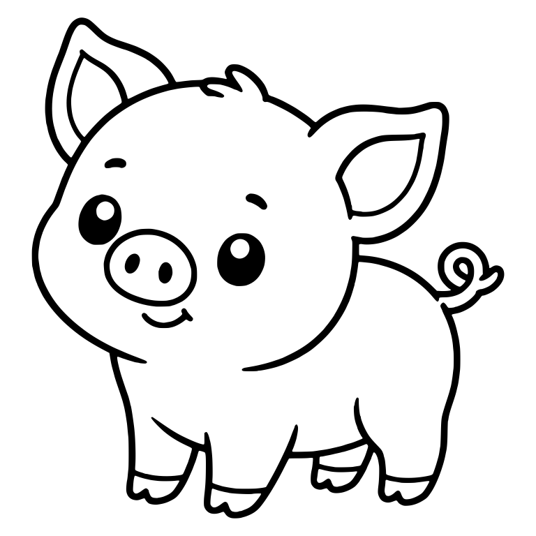 Standing Piglet With Pointed Ears And Gentle Smile — free animal SVG cut file