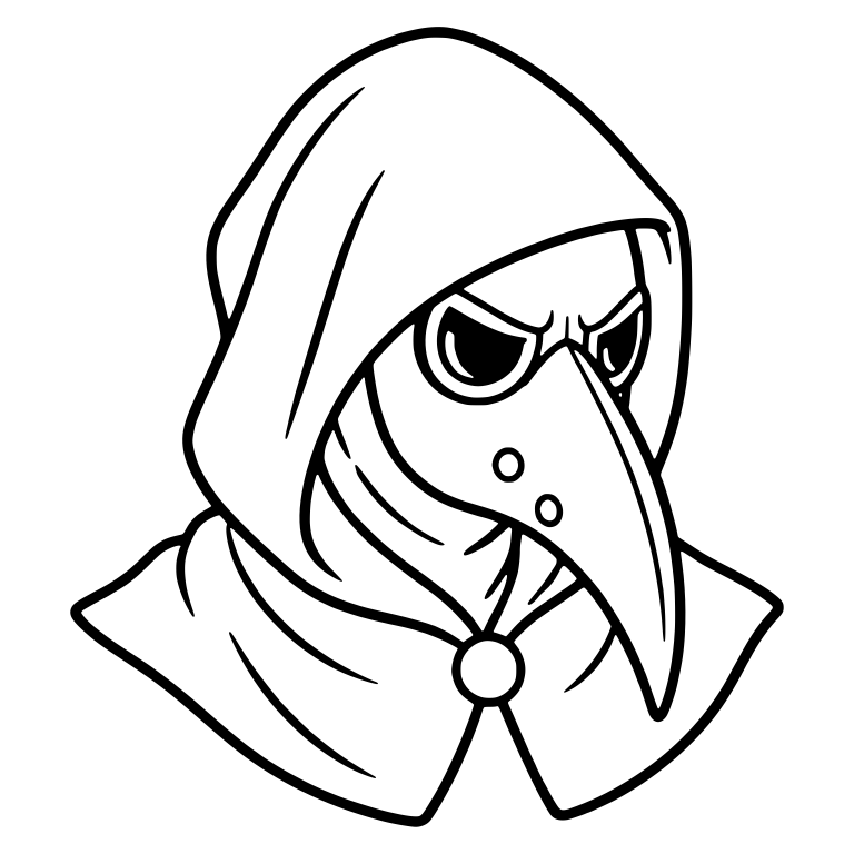 Angry Plague Doctor With Hood and Round Cloak Clasp — free characters SVG cut file
