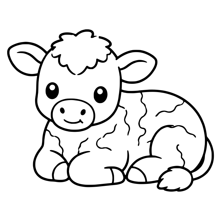 Resting Calf With Curly Forelock And Wavy Patches — free animal SVG cut file