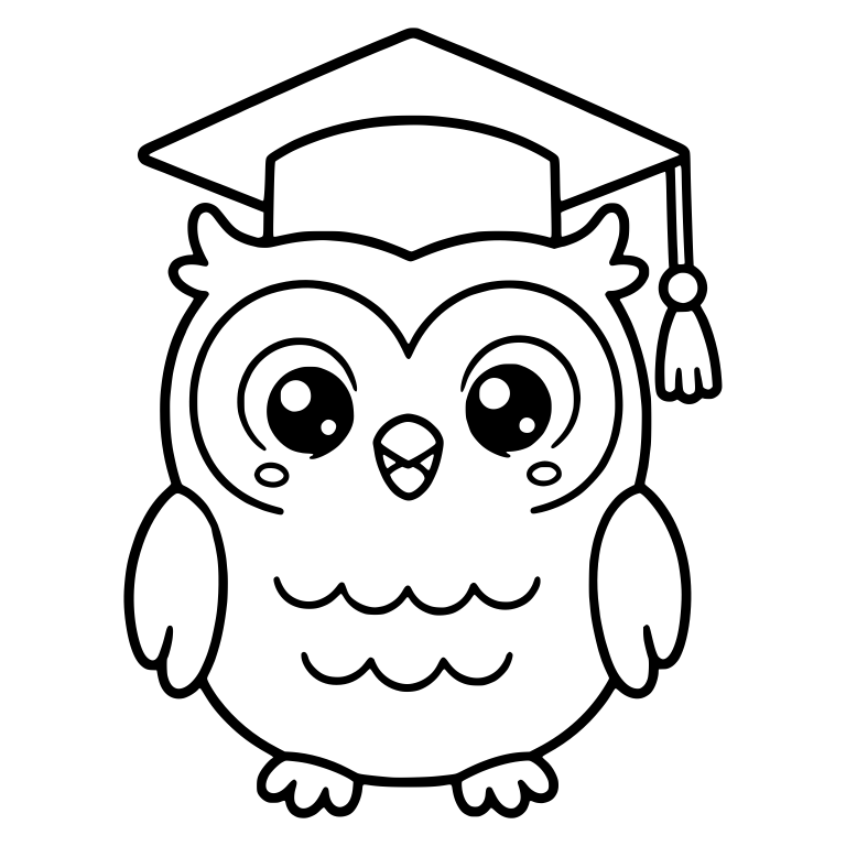 Smiling Owl in Graduation Cap with Long Tassel — free animal SVG cut file