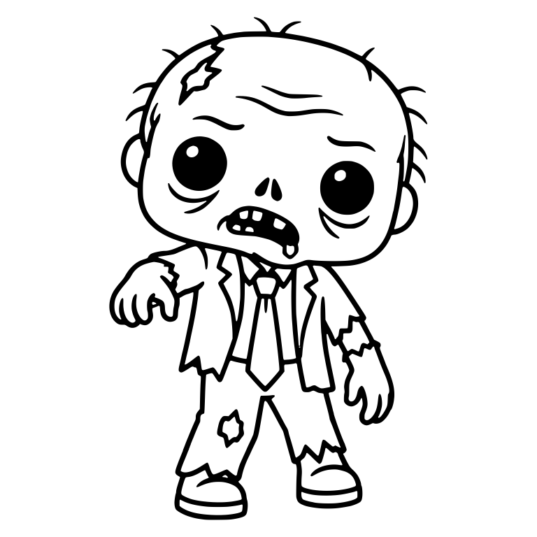 Zombie In Tattered Suit And Tie With Scalp Patch — free fantasy-creature SVG cut file