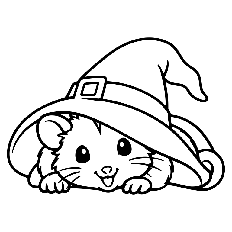 Mouse Peeking From Under Floppy Witch Hat — free animal SVG cut file