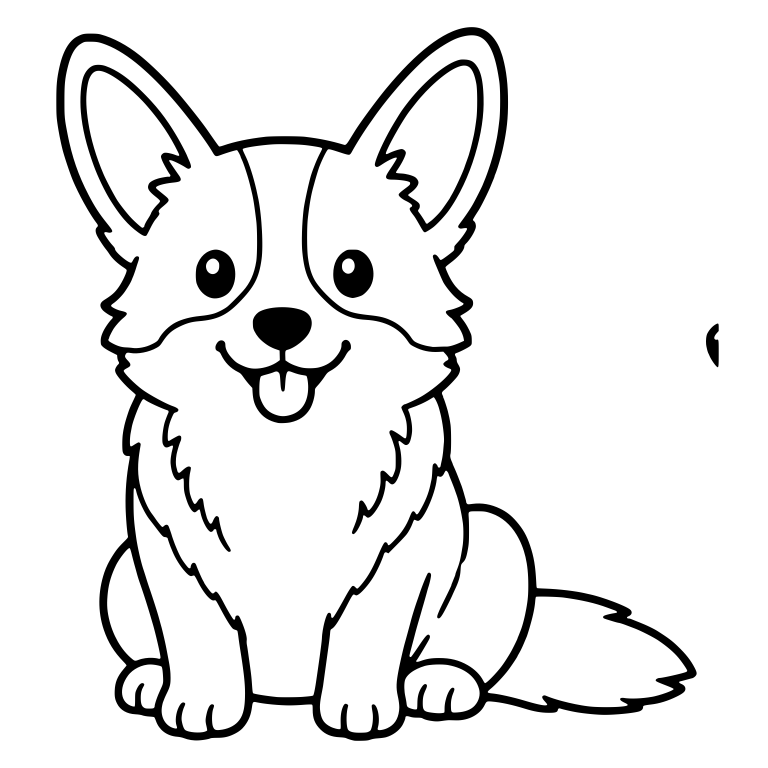 Cardigan Corgi Sitting With Long Fluffy Tail — free animal SVG cut file