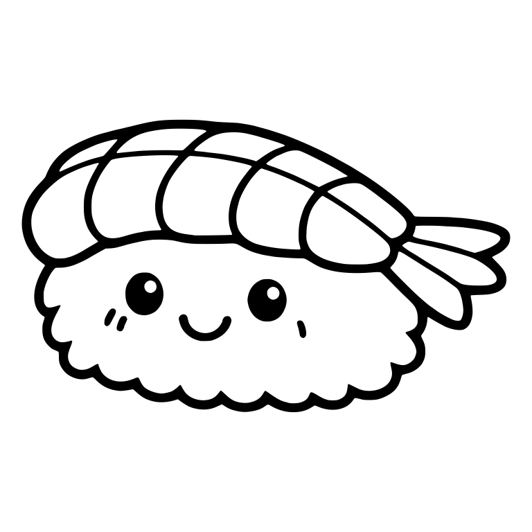 Shrimp Nigiri With Tail Fan And Smiling Face — free food SVG cut file