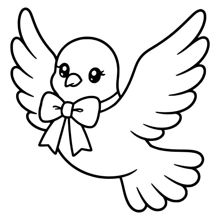 Flying Dove With Ribbon Bow and Wings Spread Wide — free animal SVG cut file