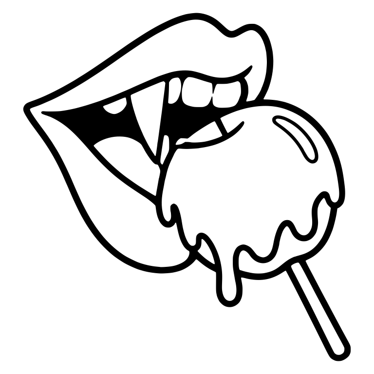 Vampire Lips Biting Dripping Candy Apple — free fantasy-creature SVG cut file
