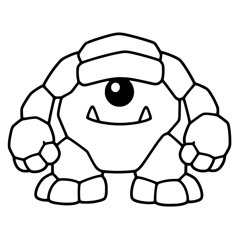 One-Eyed Rock Golem with Big Fists and Fangs — free fantasy-creature SVG cut file