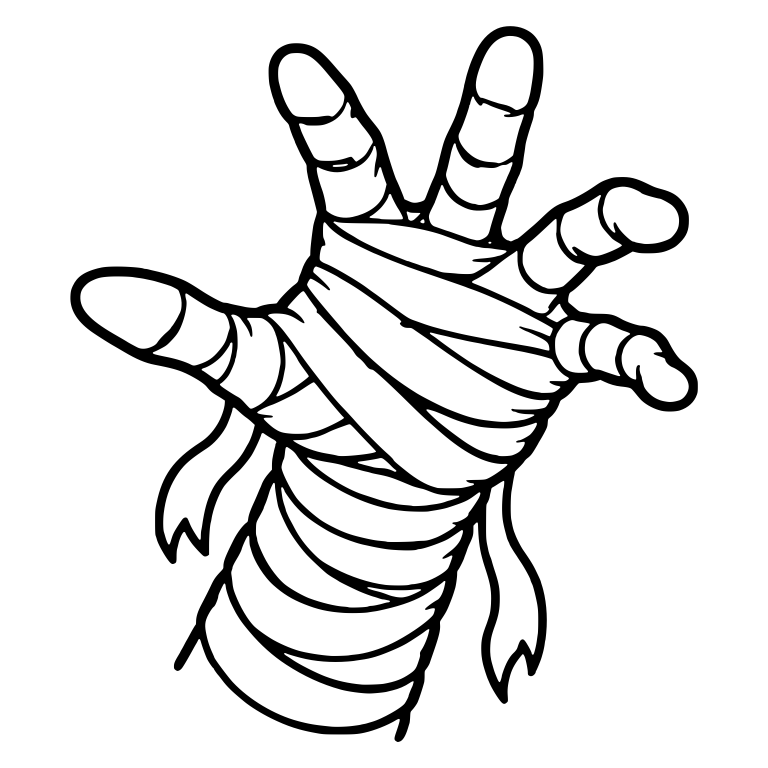 Mummy Hand Reaching With Spread Fingers and Short Tails — free fantasy-creature SVG cut file