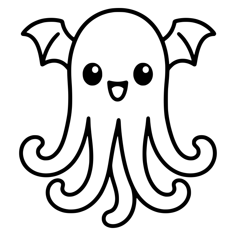 Tall Winged Tentacle Monster With Small Open Mouth — free fantasy-creature SVG cut file