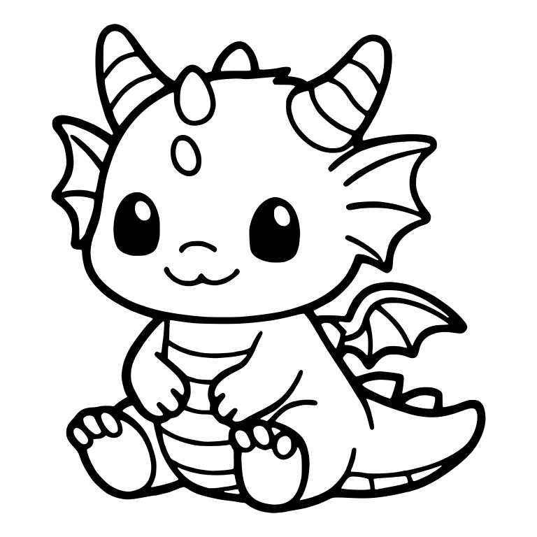 Baby Dragon Seated Sideways with Fin Ears and Spiked Tail — free fantasy-creature SVG cut file