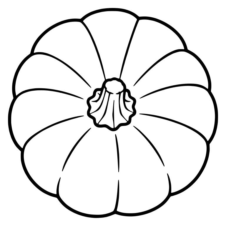 Top-Down Pumpkin with Frilly Stem and Ribbed Segments — free floral SVG cut file