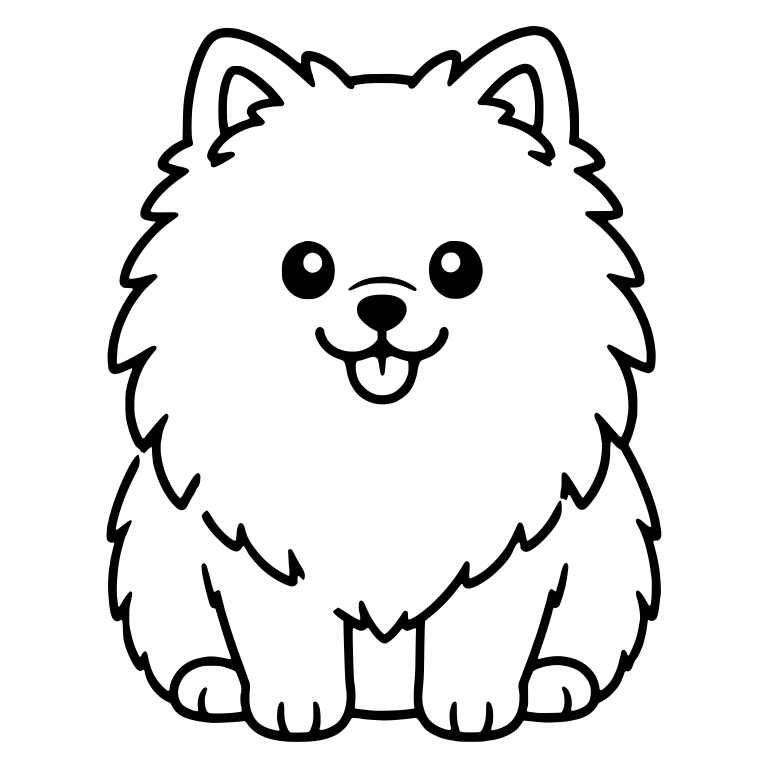 Sitting Pomeranian Facing Forward With Tongue Out — free animal SVG cut file