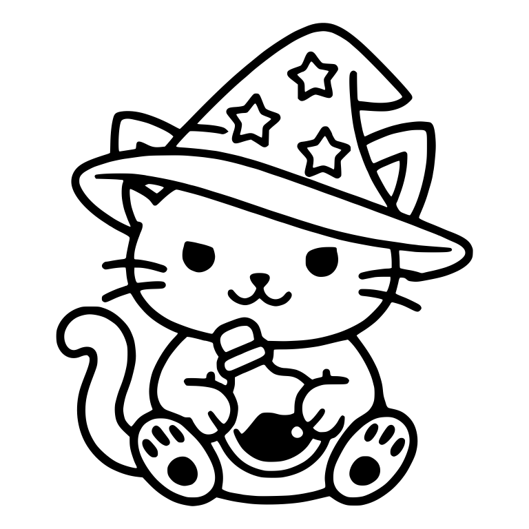 Kitten Wizard Holding a Potion Bottle — free animal SVG cut file