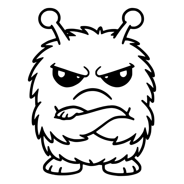 Fuzzy Grumpy Monster with Antennae and Crossed Arms — free fantasy-creature SVG cut file