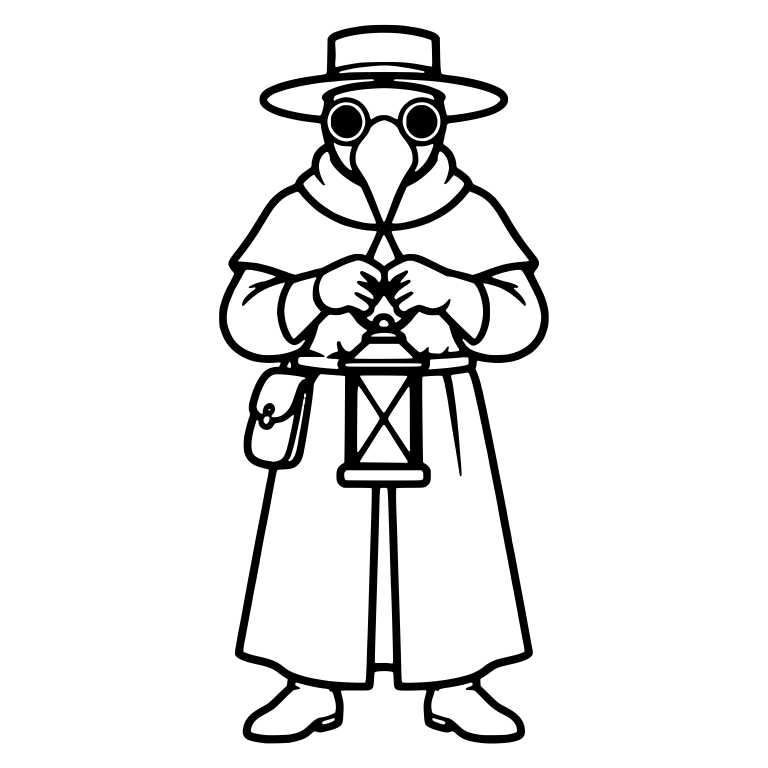 Front-Facing Plague Doctor Holding A Lantern — free characters SVG cut file