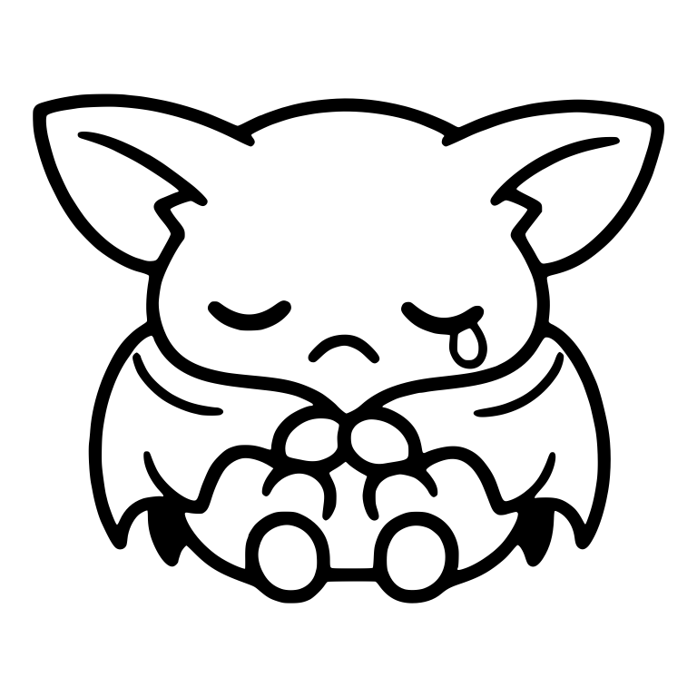 Sad Bat With Wings Wrapped Around Itself And One Tear — free animal SVG cut file