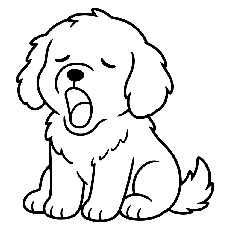 Yawning Golden Retriever Puppy Sitting Down — free animal SVG cut file