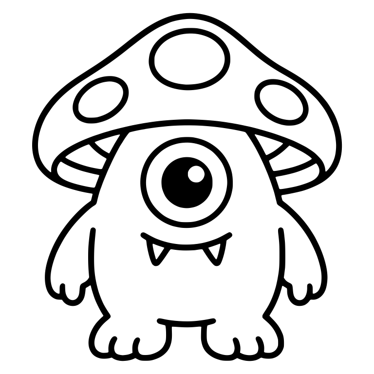 One-Eyed Mushroom Cap Monster With Fangs — free fantasy-creature SVG cut file