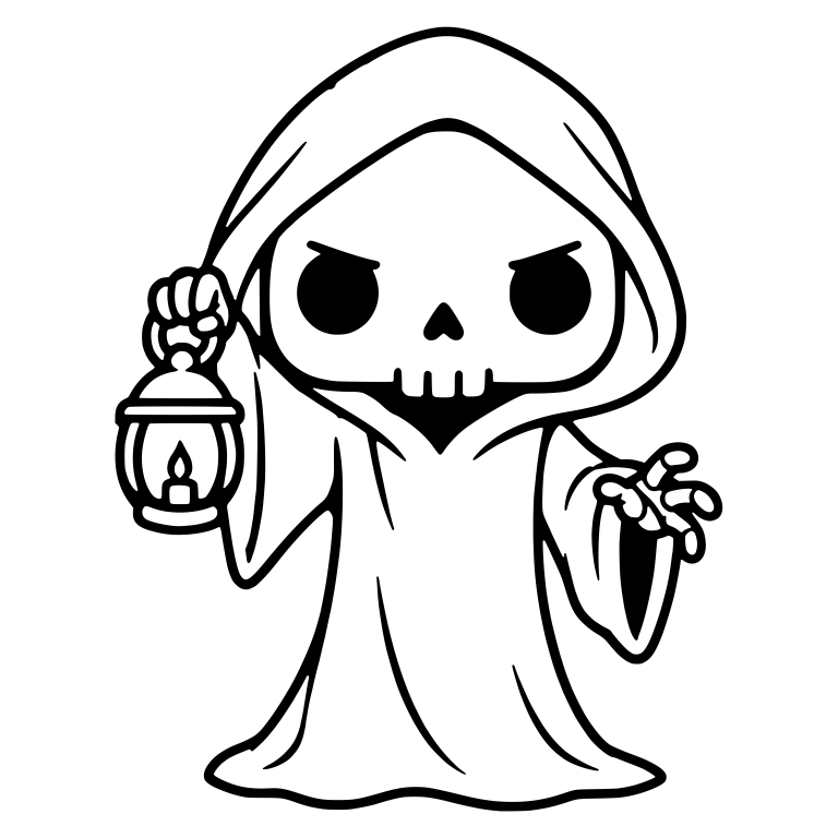 Grim Reaper Raising Lantern with Candle — free characters SVG cut file