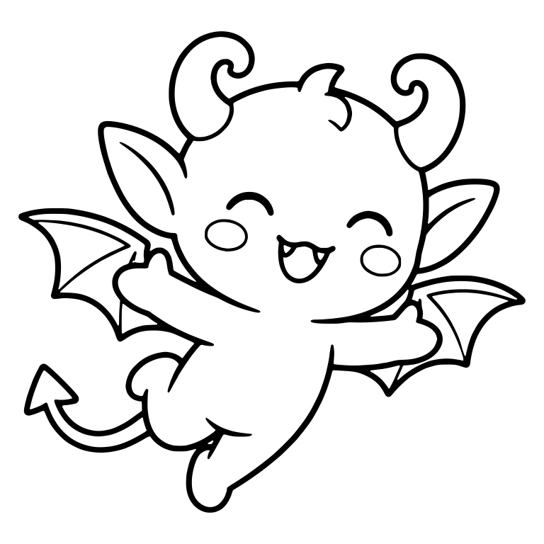 Laughing Flying Baby Devil With Curly Horns and Wings — free fantasy-creature SVG cut file