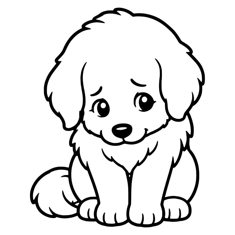 Shy Golden Retriever Puppy Sitting With Tilted Head — free animal SVG cut file