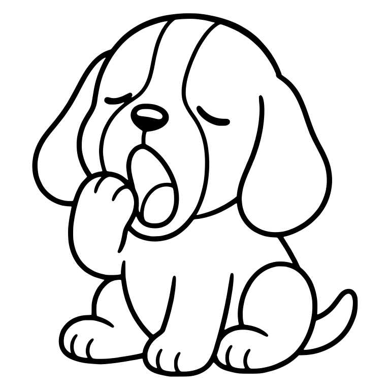 Yawning Beagle Puppy Covering Mouth with Paw — free animal SVG cut file