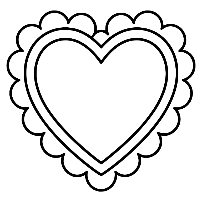 Scalloped Edge Heart with Double Outline — free holiday SVG cut file