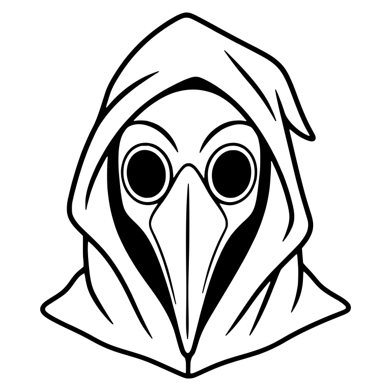 Plague Doctor Beak Mask In Hooded Cloak — free characters SVG cut file