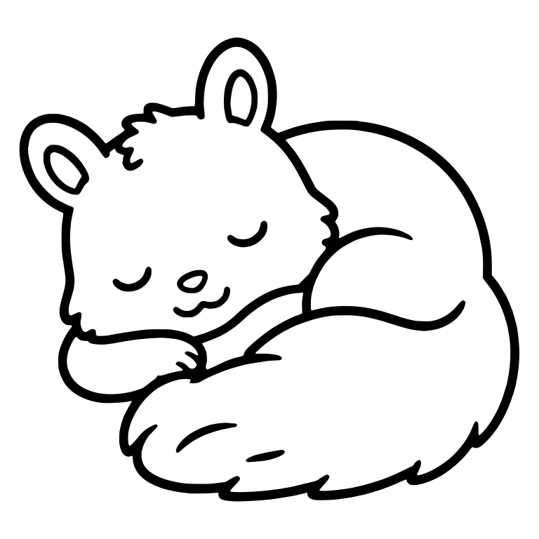 Sleepy Squirrel Curled Up with Tail Wrapped Around — free animal SVG cut file