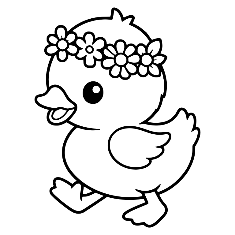Walking Side-View Duckling With Flower Crown — free animal SVG cut file