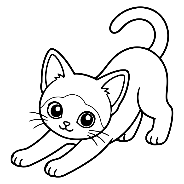 Playful Siamese Kitten Stretching In A Play Bow — free animal SVG cut file
