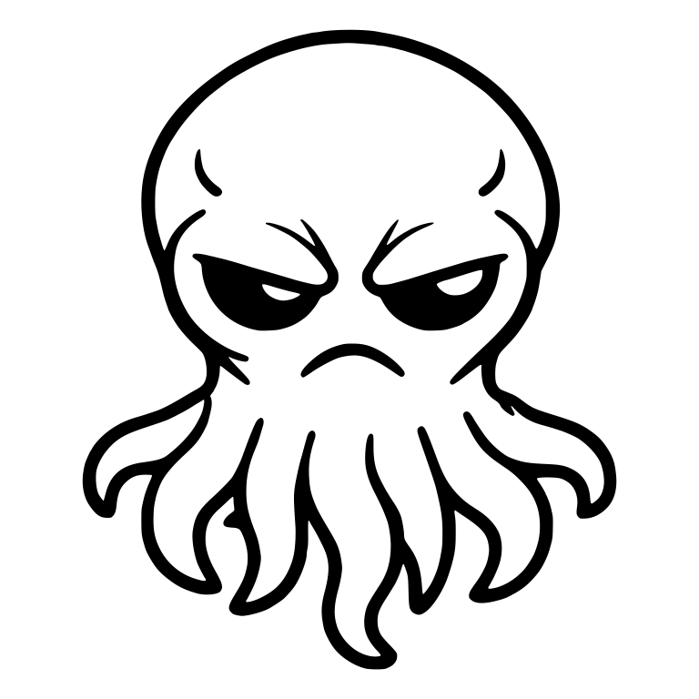 Grumpy Tentacled Alien With Squid-Like Head And Frown — free fantasy-creature SVG cut file