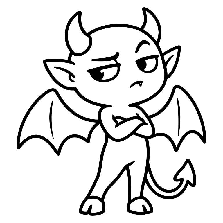 Side Eye Demon with Big Bat Wings and Crossed Arms — free fantasy-creature SVG cut file